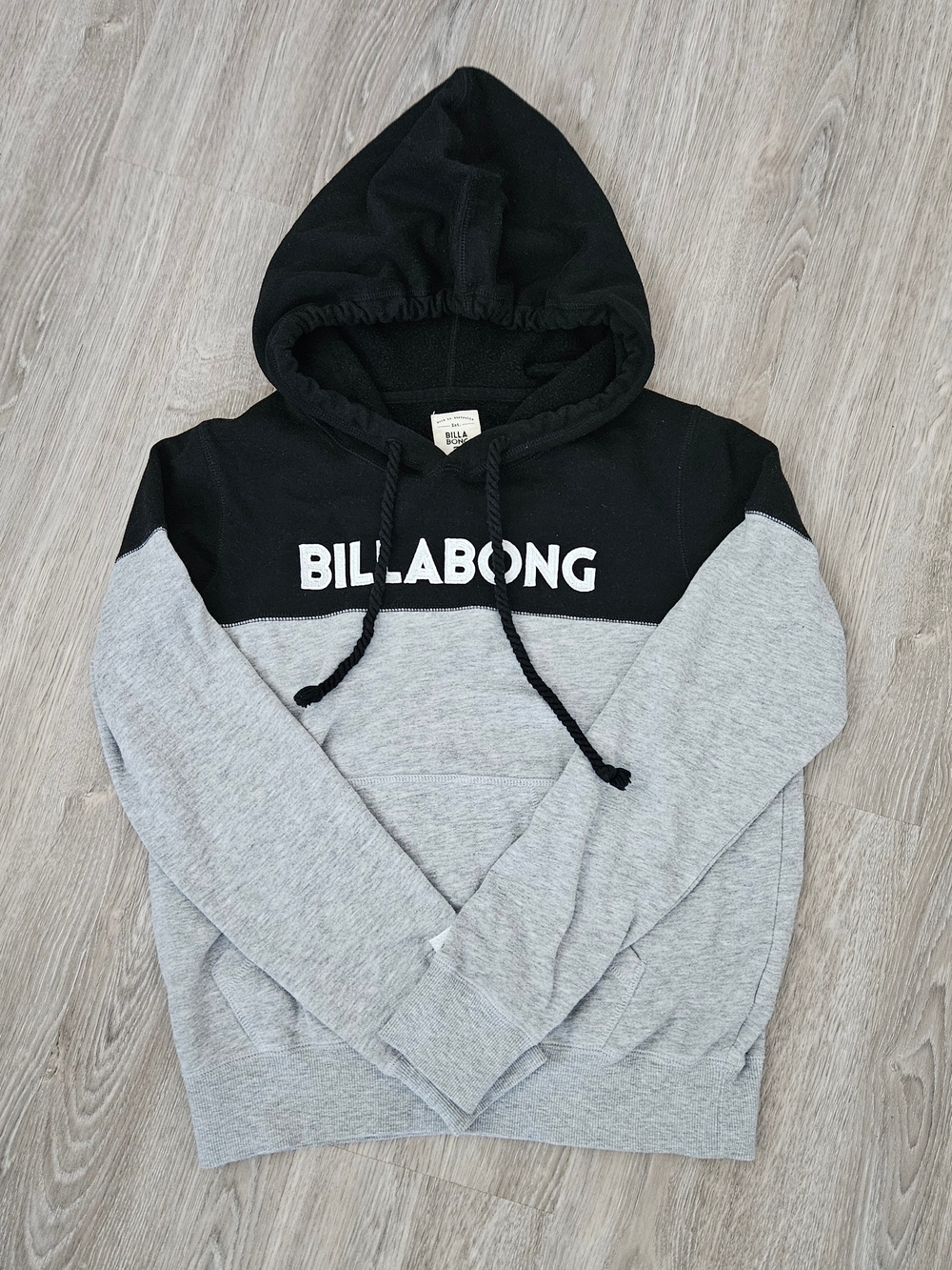 Billabong Black and Light Gray Panel Logo Hoodie